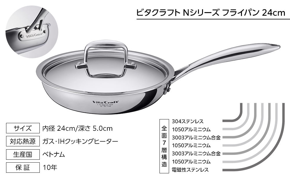 【2025年12月20日以降発送】ビタクラフト Nシリーズ フライパン 24cm 7148