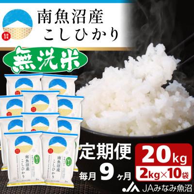 ふるさと納税 南魚沼市 【毎月定期便】≪無洗米≫南魚沼産こしひかり 精米 20kg(2kg×10袋)全9回