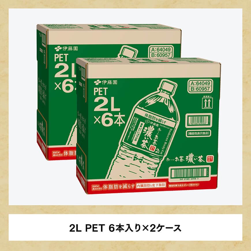【6ヶ月定期便】お～いお茶 濃い茶2L×6本×2ケース 【 お茶 緑茶 飲料 ソフトドリンク ペットボトル お〜いお茶 全６回 定期便 】