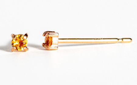 K10 GOLD 天然石 シトリンピアス  11月誕生石  4本たてづめデザイン イエローゴールド 左右ペアセット   K10-06-11