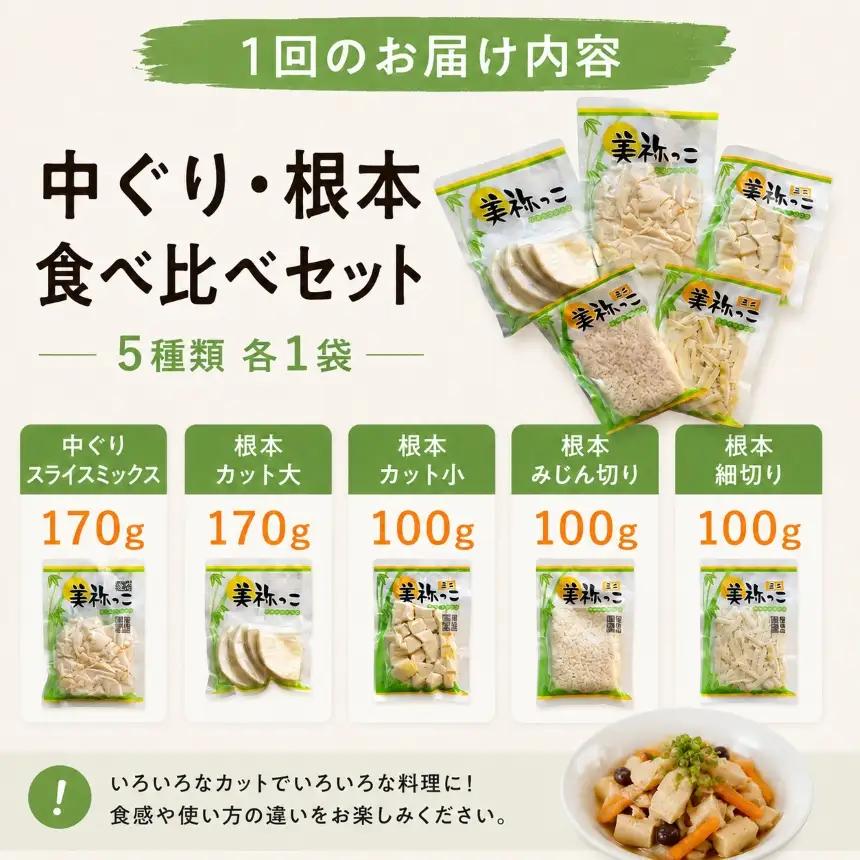 【4回定期便】 美祢っ子 無添加 たけのこの水煮 訳あり 中ぐり・根本 食べ比べセット