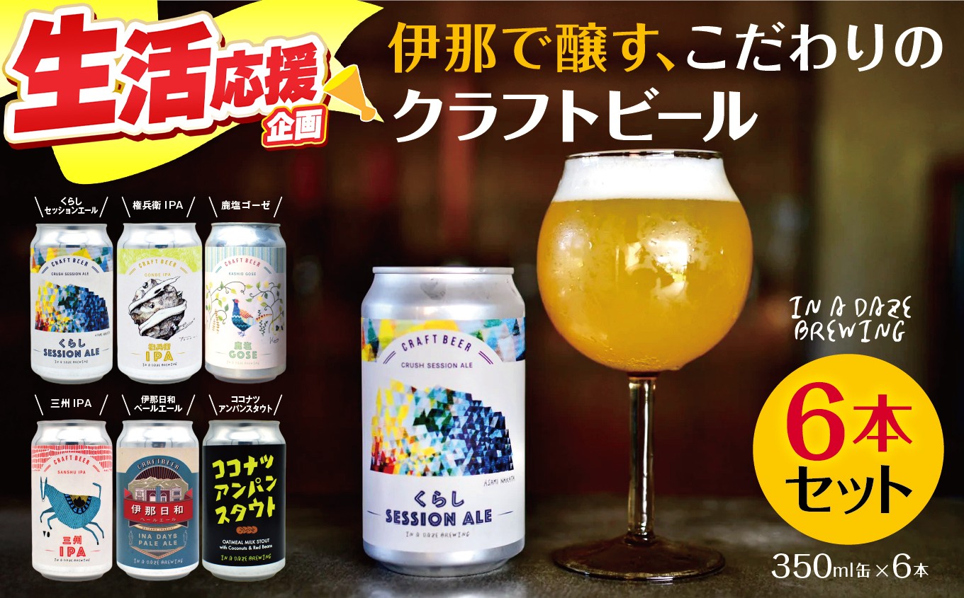 
            【014-43】伊那で醸す、こだわりのクラフトビール6本セット　350mL缶×6本
          