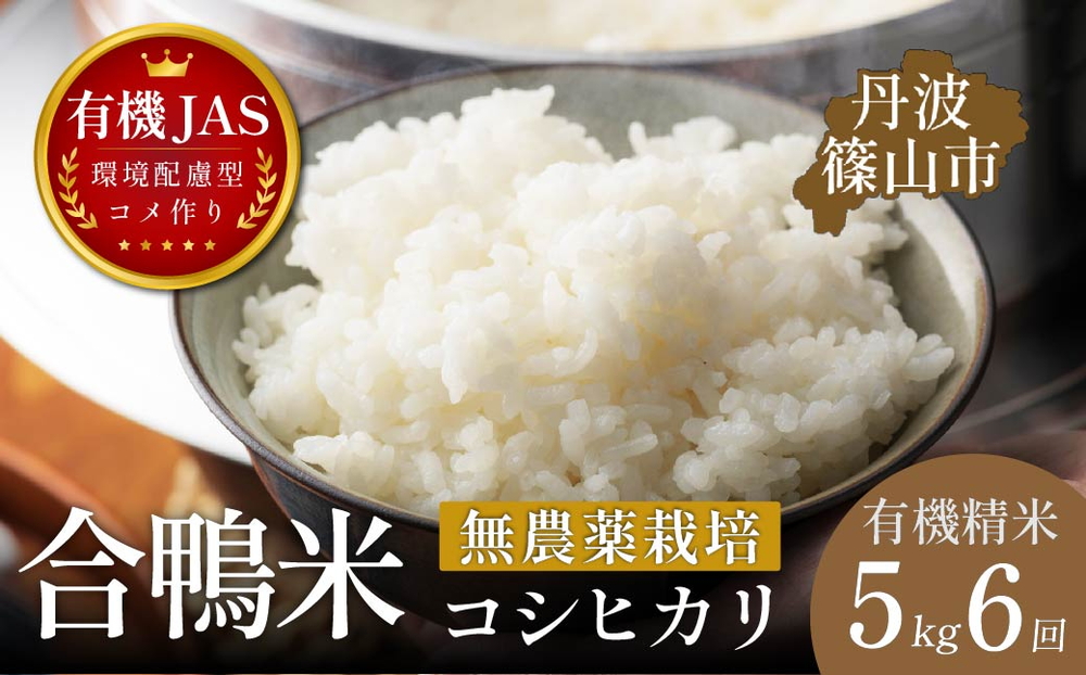 【定期便】〈令和８年産早期予約〉有機米 コシヒカリ【有機JAS認定 無農薬】 精米（5kg×6回）選べる