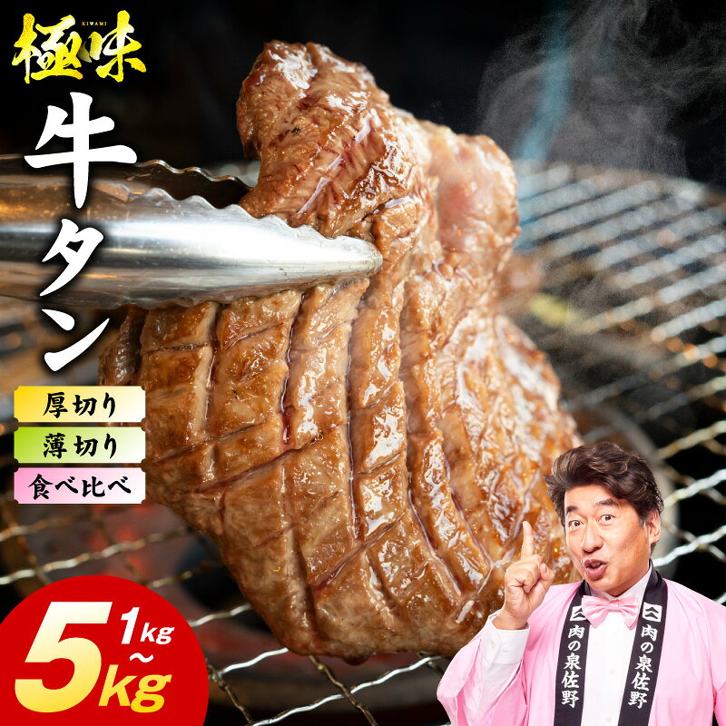 【ふるさと納税】高評価 味付け 牛タン 満足度90％以上 選べる 薄切り 厚切り たん 旨塩ダレ 1kg ～ 5kg 食べ比ベ セット 発送月 ランキング急上昇中 冷凍 訳あり サイズ不揃い 小分け 焼肉 BBQ 牛肉 氷温熟成 泉佐野市 送料無料 肉の泉佐野