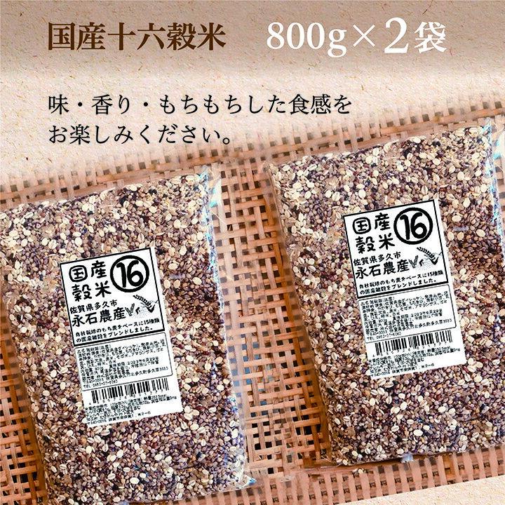 【ふるさと納税】高評価★4.9 国産 十六穀米 800g×2 永石農産 自慢の もち麦 をベースに 発芽玄米 押し麦 小豆 黒大豆 黒米 そば米 はと麦 など 16種類を バランス良く 贅沢 に ブレンド した 雑穀米 お米 に混ぜて炊くだけ b-364