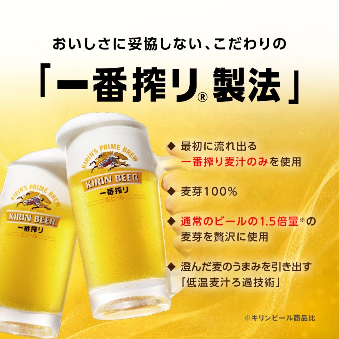 キリンビール一番搾り 生ビール 350ml 24本 福岡工場産