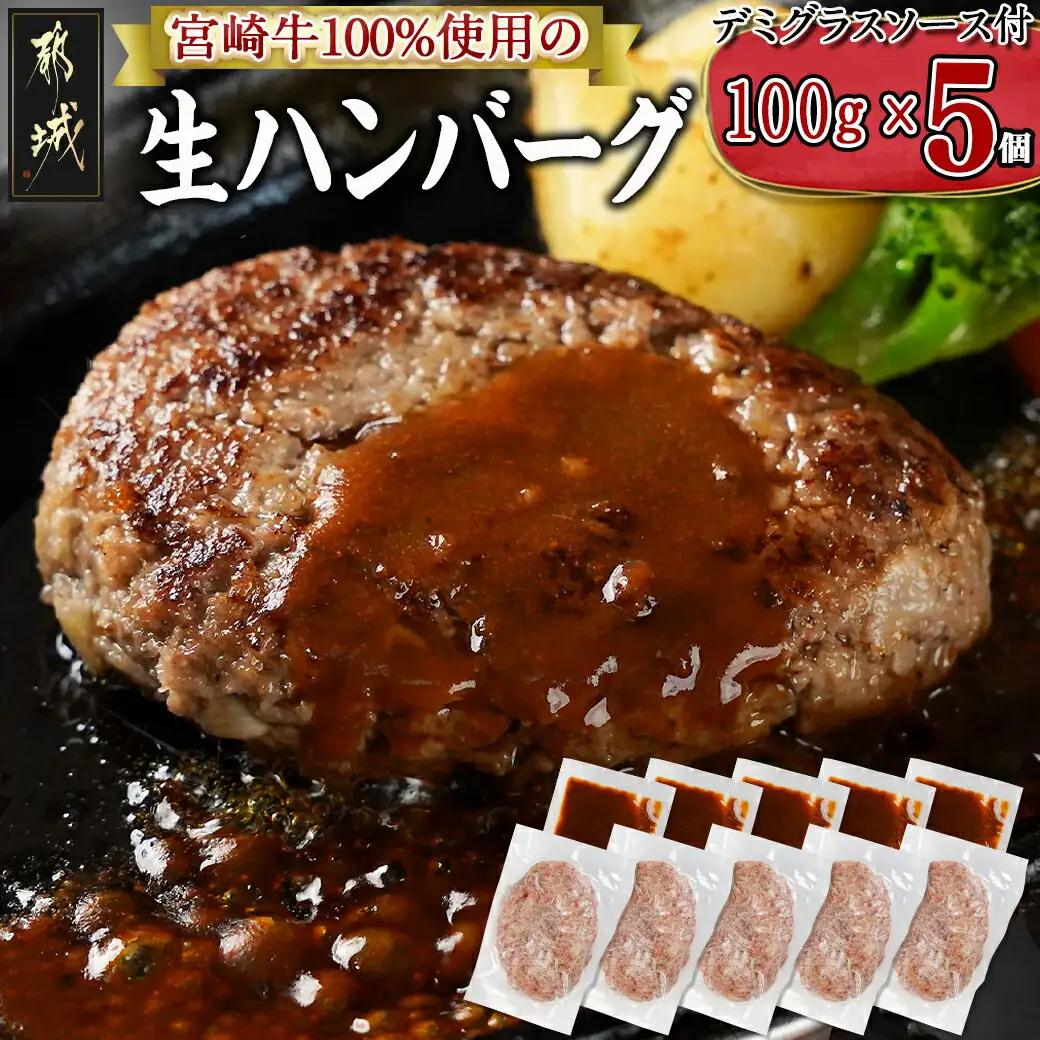 宮崎牛100％使用の生ハンバーグ≪100g×5個≫〔AO-7702〕_(都城市) 都城産 宮崎牛 生ハンバーグ デミグラスソース 焼肉のさこまオリジナル 手作り生ハンバーグ 子供 ご年配の方まで♪ 