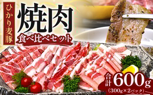 
            鹿児島県産 ひかり麦豚 焼肉 食べ比べ セット 600g（300g×2パック）＋ 楽塩の粗びき塩こしょう | 肉 お肉 にく 豚肉 黒豚 かごしま黒豚 ロース 肩ロース バラ肉 スライス 粗挽き 塩コショウ 冷凍 真空冷凍 産地直送 新鮮 小分け 甘み 鹿児島県 南大隅町 ひかり麦豚直売所 BK703
          