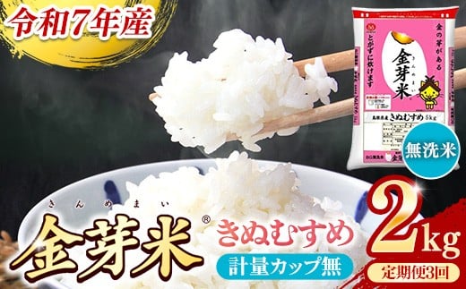BG無洗米・金芽米きぬむすめ 2kg×3ヵ月 定期便【毎月】計量カップ無し【令和7年産 3ヶ月 計6kg 東洋ライス 健康 島根県 安来市】【価格改定】