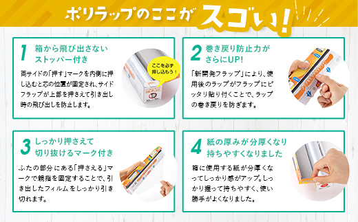 日本製 ポリラップ詰合せ 50本セット＜宇部フィルム＞ 国産 ポリラップ ラップ セット 22cm 30cm 50m 食品保存 日用品 災害 備蓄 防災 F6L-980