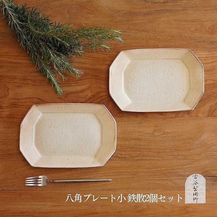 【ふるさと納税】信楽焼 八角プレート（小） 鉄散 2枚セット 古谷製陶所 陶器 食器 贈り物 ギフト 人気 (176672-40037255-te)