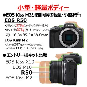 【追加レンズセット】キヤノン ミラーレス カメラ EOS R50 ブラック ダブルズームキット & 単焦点レンズ Canon キャノン_0054C
