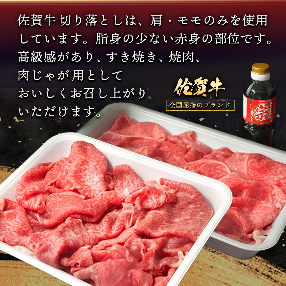 【佐賀牛】肩・もも切り落とし1kg(500g×2パック) 隔月定期便3回【A4 A5 赤身 すき焼き モモ】(H065207)