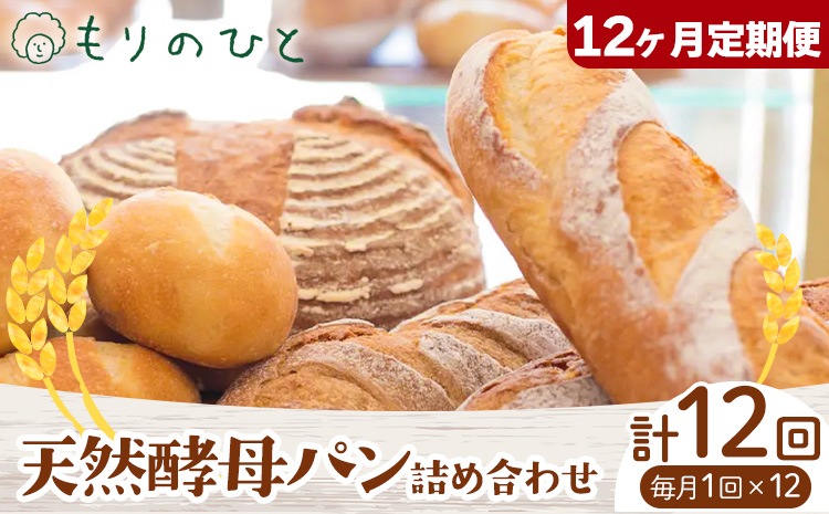 【12ヶ月定期便】もりのひと 天然酵母パン 詰め合わせ 選べる 定期便 回数 12回 もりのひと《お申込み月の翌月から発送》 鳥取県 八頭町 パン 食パン カンパーニュ ライ麦 全粒粉 くるみとレーズン 送料無料