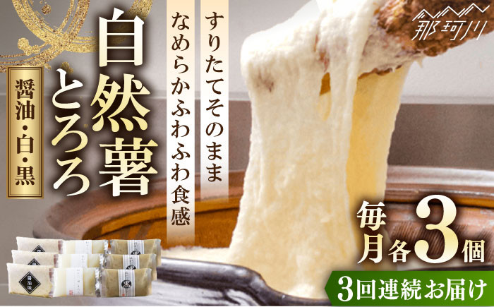 
【全3回定期便】那珂川産 自然薯 自然薯 とろろ 味くらべセット 計9個（3種類×3個）＜自然薯王国＞ [GAH012]
