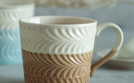 【波佐見焼】　ローズマリー カップ ミニトレー 4点セット モカ　【西海陶器】[OA424]