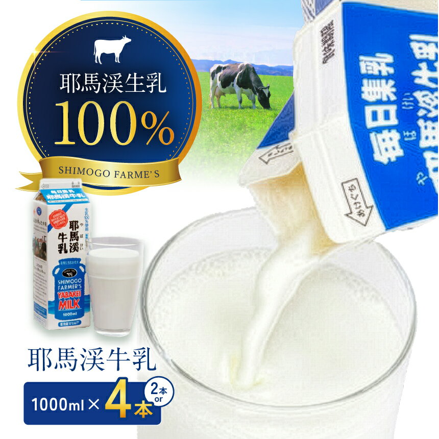 【ふるさと納税】耶馬渓牛乳 1000ml 選べる本数!!【 2本 / 4本 】| 生乳100％ 成分無調整 牛乳 国産 大分県 耶馬渓 ミルク 送料無料 大分県 中津市