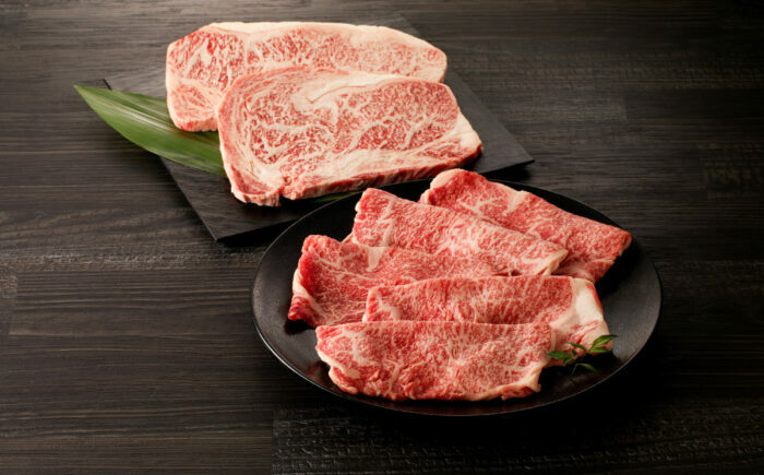 佐賀牛サーロインステーキ計400g（200g×2パック）と佐賀牛サーロインスライス300g 食べ比べセット / ステーキ すきやき しゃぶしゃぶ / 佐賀県 / 上場食肉 [41AOCS058]