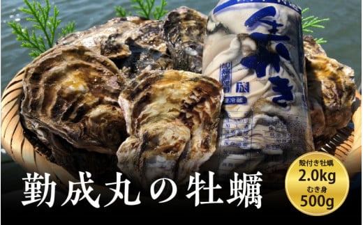 【先行予約】勤成丸の牡蠣 殻付き牡蠣 2.0kgとむき身500gのセット【2025年12月中旬以降順次発送予定】