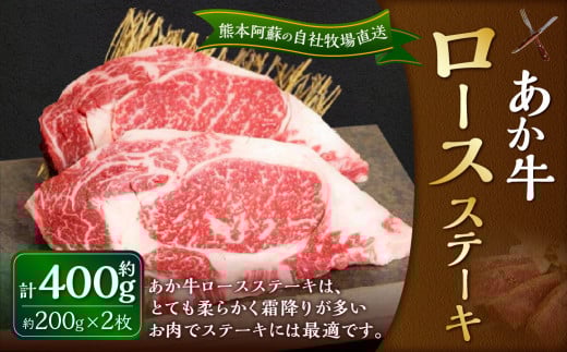 あか牛 ロースステーキ 約400g（あか牛ロースステーキ 約200g×2枚）肉 お肉 牛肉 和牛 褐毛和種 国産 九州産 冷凍 熊本県 湯前町