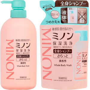 ミノン全身シャンプーさらっとタイプ１本、詰替用セ１個セット