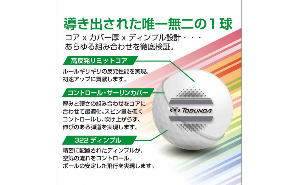 ゴルフボール トブンダ/ホワイト×グレー/4面アライメント/12球