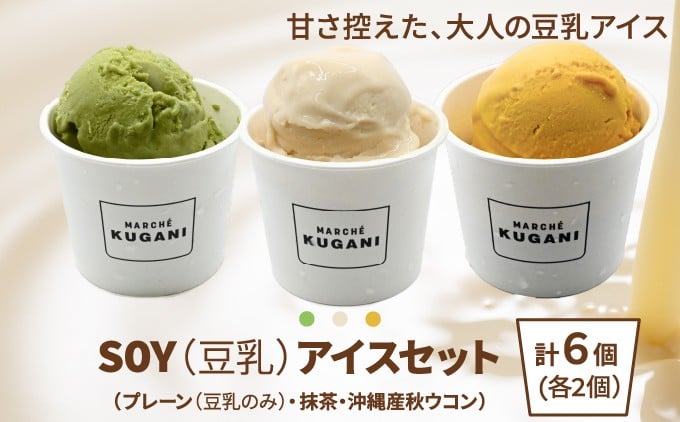 
                  SOY(豆乳)アイス 6個セット (プレーン(豆乳のみ)・抹茶・沖縄産秋ウコン) 3種類 各2個 | 沖縄ウコン堂 ソイアイス アイスクリーム | 国産 沖縄産 | ヘルシー 低カロリー デザート スイーツ | ヴィーガン 植物性100% | 沖縄 宜野湾市 送料無料

                