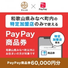 和歌山県みなべ町　PayPay商品券(60,000円分)※地域内の一部の加盟店のみで利用可