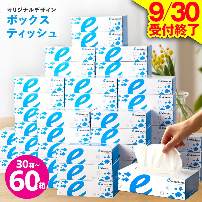 【ふるさと納税】【9/30受付終了】 ボックスティッシュ 選べる 30箱 60箱 400枚 200組 パルプ100% TVで紹介 eスポーツ応援 オリジナルデザイン ランキング急上昇中 ティッシュ ペーパー 丈夫 なめらか 防災 備蓄 ストック 日用品 消耗品 生活用品 大阪府 泉佐野市 送料無料