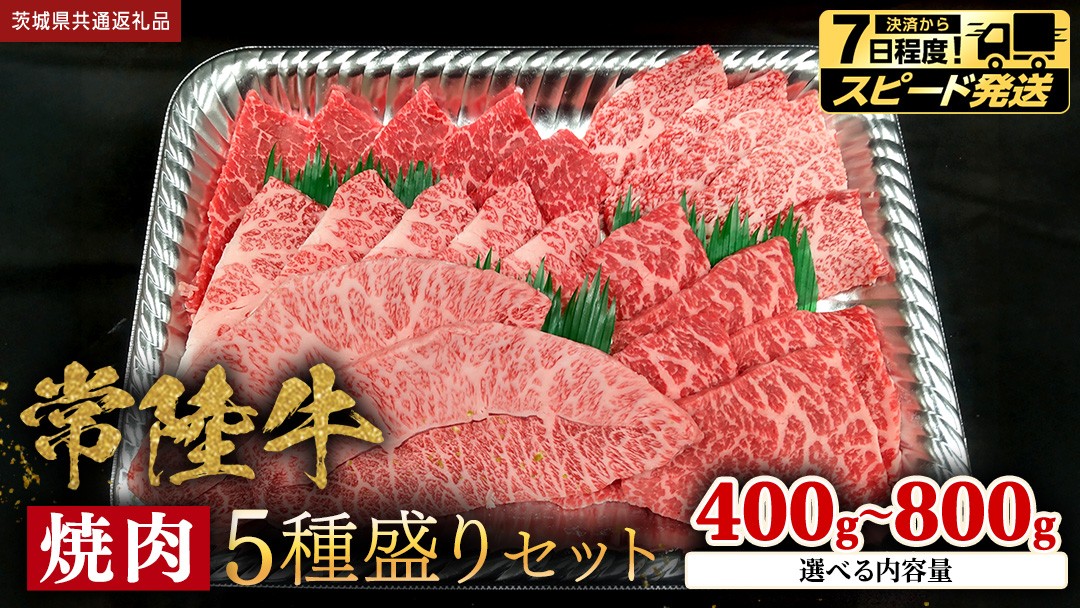 
                  ＼ 選べる 内容量 発送方法 ／【 常陸牛 】 焼肉 5種盛りセット400g (各種 約80g) ×1～2パック (茨城県共通返礼品) 黒毛和牛 厳選部位 焼肉食べ比べ ひたちぎゅう 和牛 国産牛 ミスジ イチボ ササミ ザブトン シンシン カイノミ ボンジョー タテバラ 三角バラ サイコロステーキ サーロイン リブロース ランプ ウワミスジ ヒレから おススメ セレクト
                