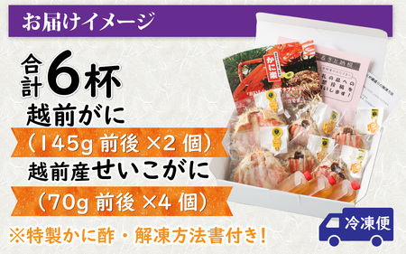 Ｅ　越前がに甲羅盛（145g前後 × 2個）＋ 越前産せいこがに甲羅盛（70g前後 × 4個）合計6個 [J-096013_05]