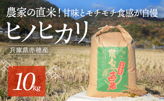 2024年10月下旬から発送【令和6年産】農家の直米！甘味とモチモチ食感が自慢の『赤穂市産ヒノヒカリ』(10kg)