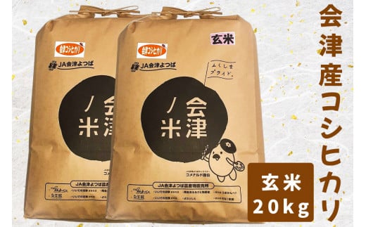 会津産 コシヒカリ 20kg (玄米) 10kg×2袋｜お米 米 白米 こめ こしひかり 産直 玄米 [0405]
