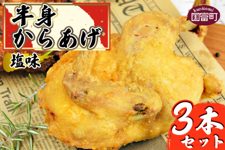 ＜半身からあげ（塩味）3本セット＞【 唐揚げ 鶏 とり 鶏肉 揚げ物 パーティー お祝い】翌月末迄に順次出荷