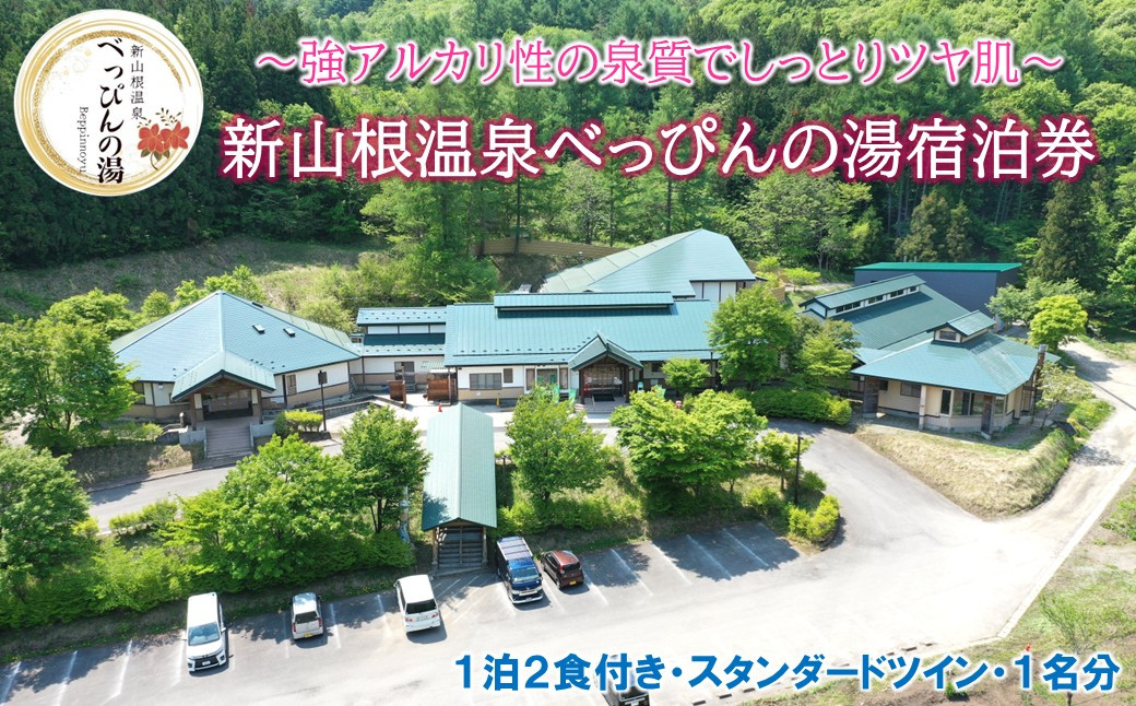 
            新山根温泉べっぴんの湯ご宿泊券 1泊2食付き スタンダードツイン 1名分
          