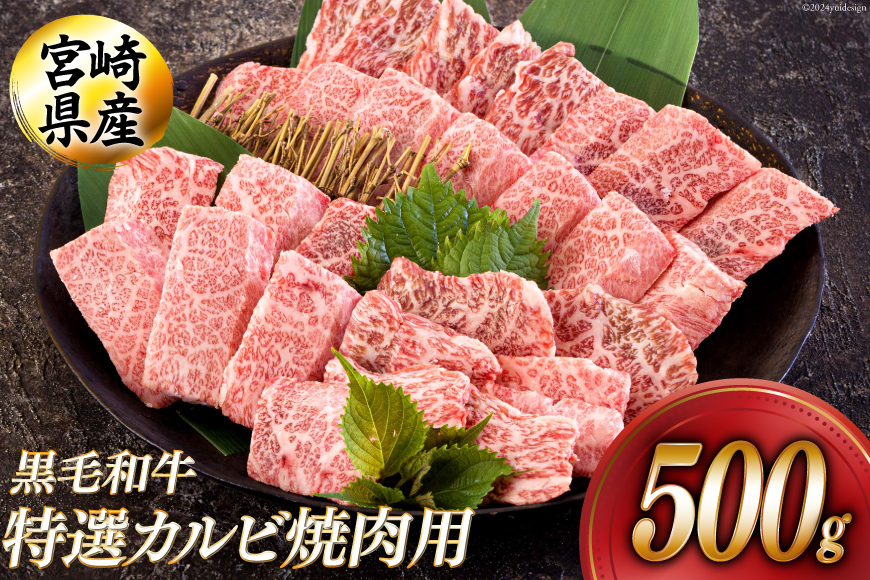 黒毛和牛 特選 カルビ 焼肉 500g [アグリ産業匠泰 宮崎県 美郷町 31be0049] 牛肉 炒め BBQ 国産 パック