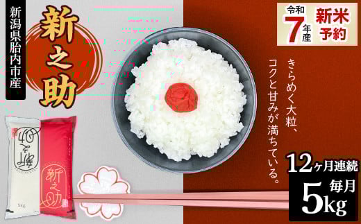 16-S5Z【12ヶ月連続お届け】新潟県胎内市産ちょっと贅沢な新之助5kg