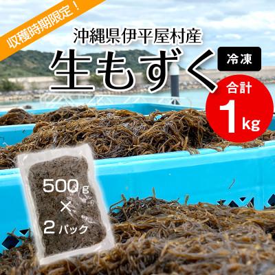 ふるさと納税 伊平屋村 【収穫時期限定!】冷凍 生もずく　1kg(500g × 2パック)