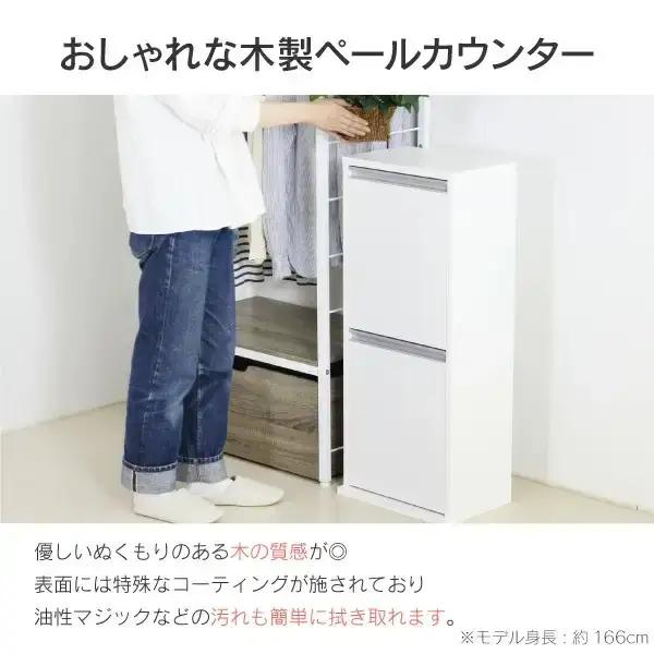 木製2分別ダストボックス(ホワイト) ゴミ箱 燕三条製 [川口工器]