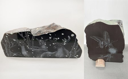 黒耀石の置物B インテリア  チョウ