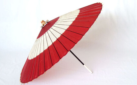【岐阜和傘】蛇の目傘 二つ切（赤）【機械漉き】【美濃和紙】 かさ 雨傘 44本骨 岐阜市 / マルト 藤沢商店 [ANBX007]