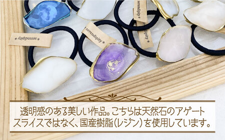 【国産樹脂使用】アゲートスライス ヘアアクセサリー ヘアゴム 2個《築上町》【＊serendipity＊】ハンドメイド [ABAS002] 15000円  ヘアアクセサリー ヘアゴム ヘアアクセサリー