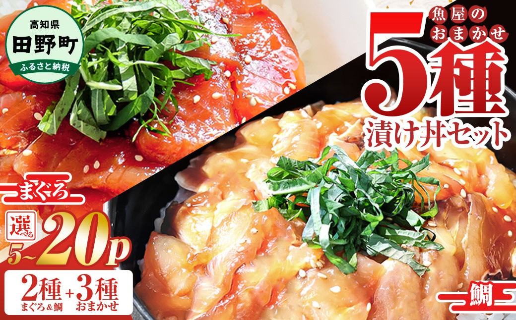 
                  訳あり これが魚屋の漬け丼だ！魚屋のおまかせ 5種 漬け丼セット(マグロ＋鯛＋おまかせ3種) 80g×5～20P 漬け丼 漬け魚 海鮮丼 国産 漬け丼の素 漬け づけ丼 食べくらべ 海鮮丼の具 海鮮セット 鮪 鯛 詰め合わせ 不揃い 規格外 わけあり 食べ比べ 漬け どんぶり 丼 食品 保存食 鯛茶漬け 5～20パック 海鮮 魚 真空パック 個食 個包装 冷凍 6000円
                