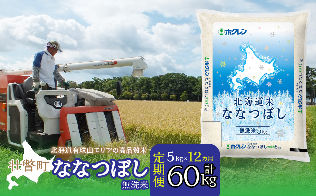 
            【令和7年産 】【1年定期配送】（無洗米5kg）ホクレン北海道ななつぼし【ふるさと納税 人気 おすすめ ランキング 北海道産 米 こめ 無洗米 白米 ご飯 ごはん ななつぼし 5kg 定期便 北海道 壮瞥町 送料無料】 SBTD118
          