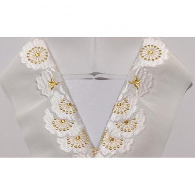 ふるさと納税 伊丹市 半衿　八重桜　白地に白とゴールド　刺繍 [54030413]