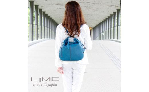 LIME（ライム)　本革 3way レザーリュック　ネイビー