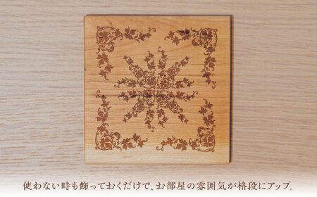 デザインコースター×2個 ゴシック柄 ヤマザクラ 瑞浪市 / YADOSHIBI 木製 天然木 コースター おしゃれ[AZDI009]