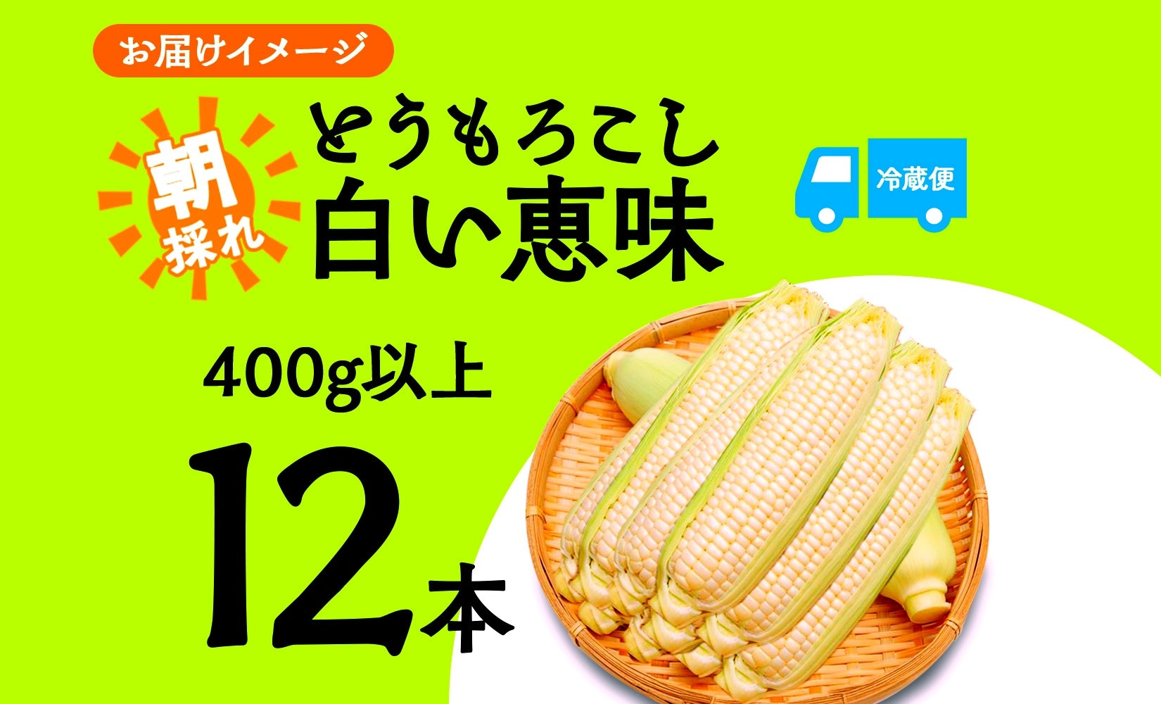 とうもろこし 白い恵味 ホワイト 400g以上×12本 計4.8kg以上 高糖度 トウモロコシ スイートコーン 玉蜀黍 白 夏野菜 ジューシー 野菜 おやつ 甘い 旬 産地直送 送料無料 湖南野菜出荷