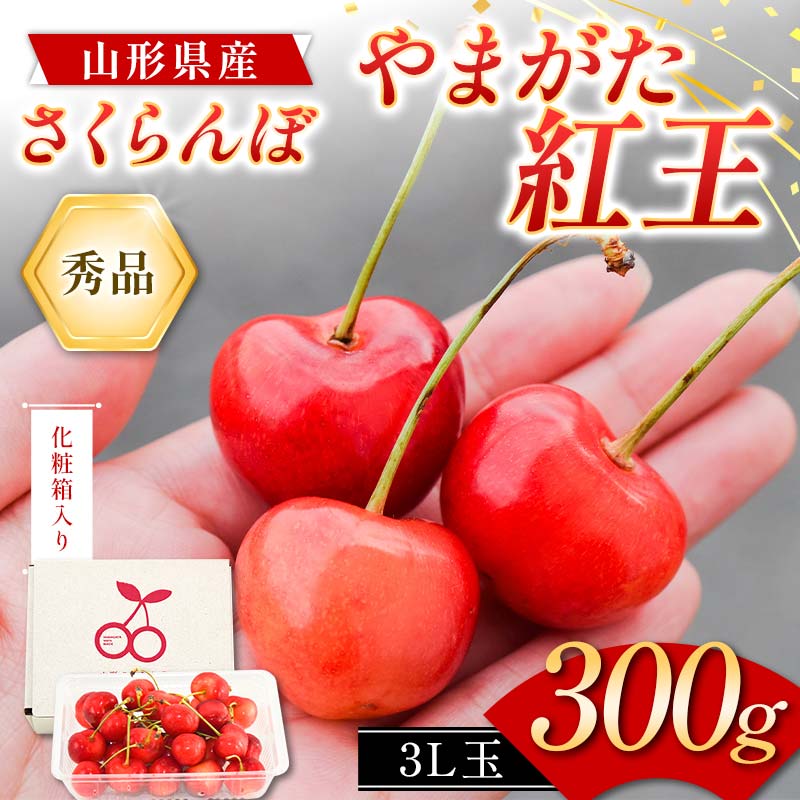 【ふるさと納税】 さくらんぼ やまがた紅王 300g 3L玉 大粒 バラ詰め 秀品 山形県産 化粧箱入り 【令和8年度 先行予約】 FSY-2267