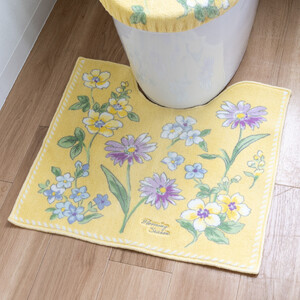 ブルーミングシーズン トイレマット 約55×60cm イエロー 抗菌防臭 おしゃれ かわいい 洗える 花柄 トイレ マット